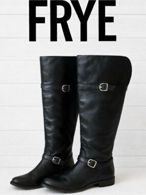 Frye. Black Leather. Double Buckle Straps.
Shirley Boots. Low Heel. Women 5.5
